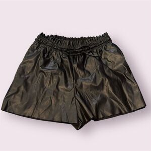 IDEM DITTO Faux Leather Paperbag Waist Drawstring Shorts